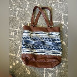 Aeropostale Brown and Blue Patterned Tote Bag